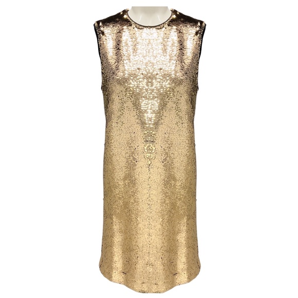 MAJE GOLD ROR SEQUINED SHIFT DRESS - Picture 1 of 7